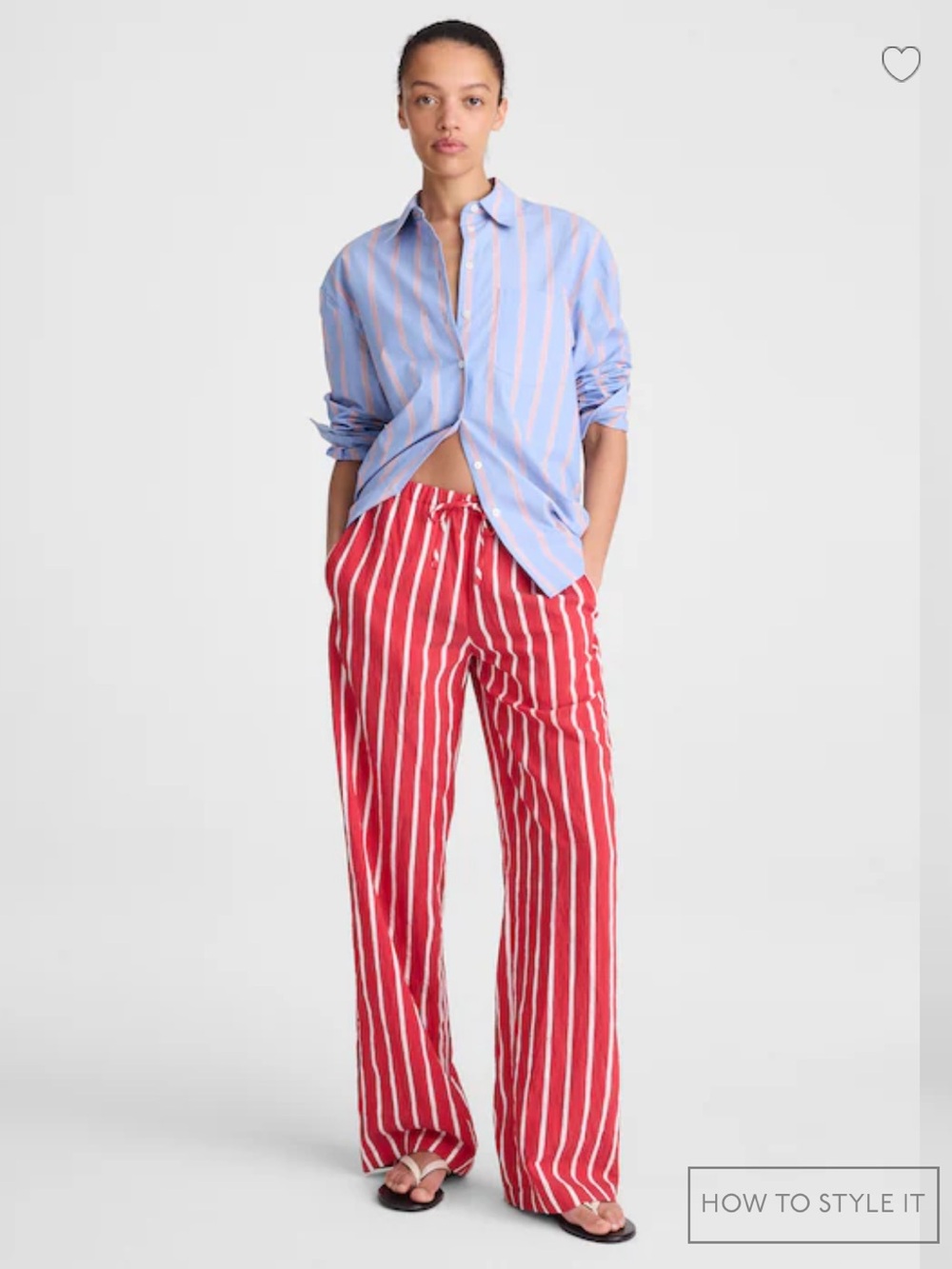 Madewell pull on pants in varsity red stripe Small wide leg crinkle fabric